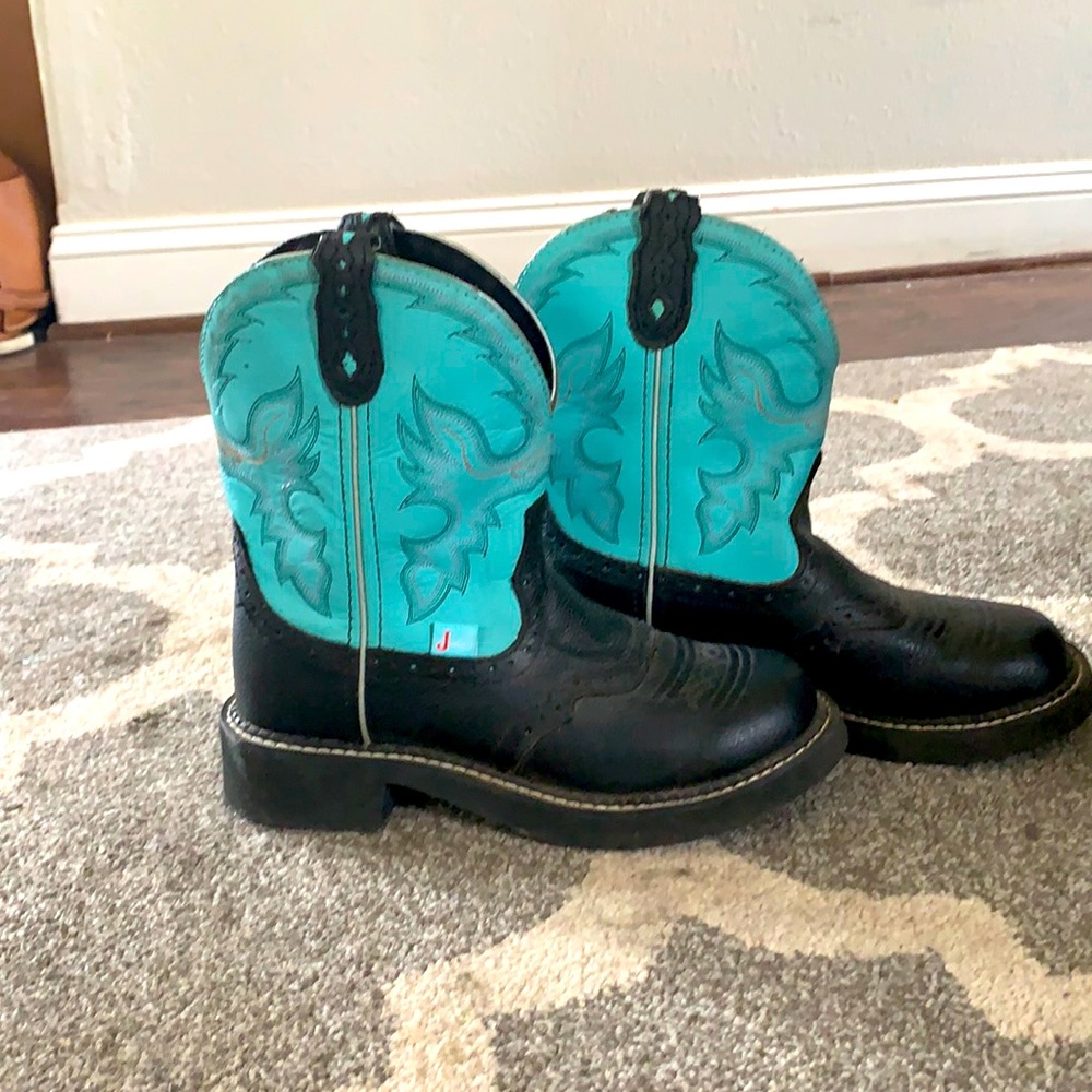 Justin gypsy teal and black boots